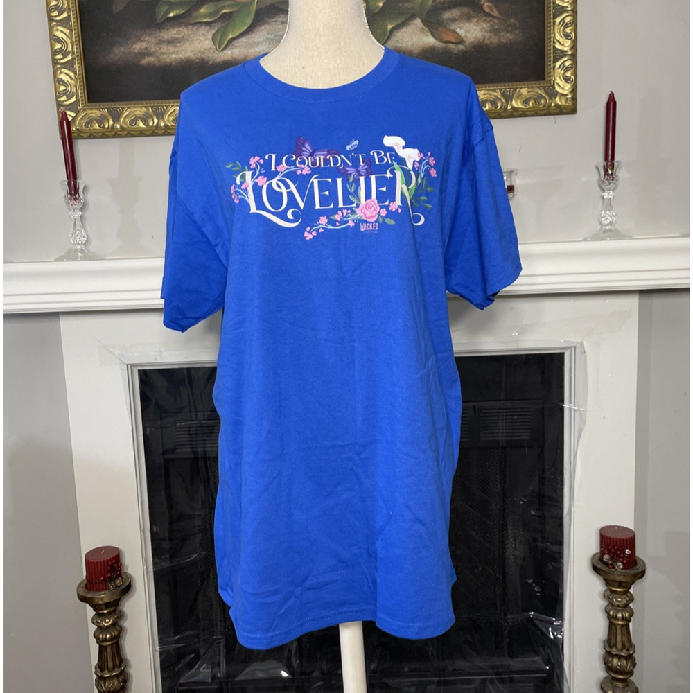 Wicked Couldn't Be Lovelier Blue T-Shirt Size Large Floral